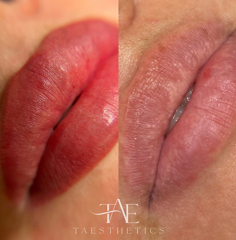 Lip blush before and after